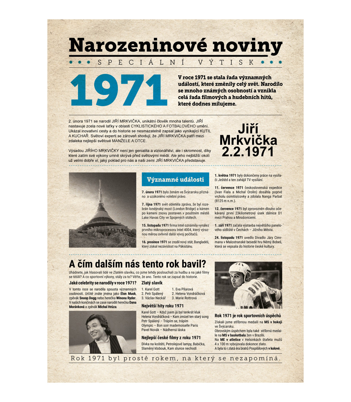 Narozeninové noviny 1971