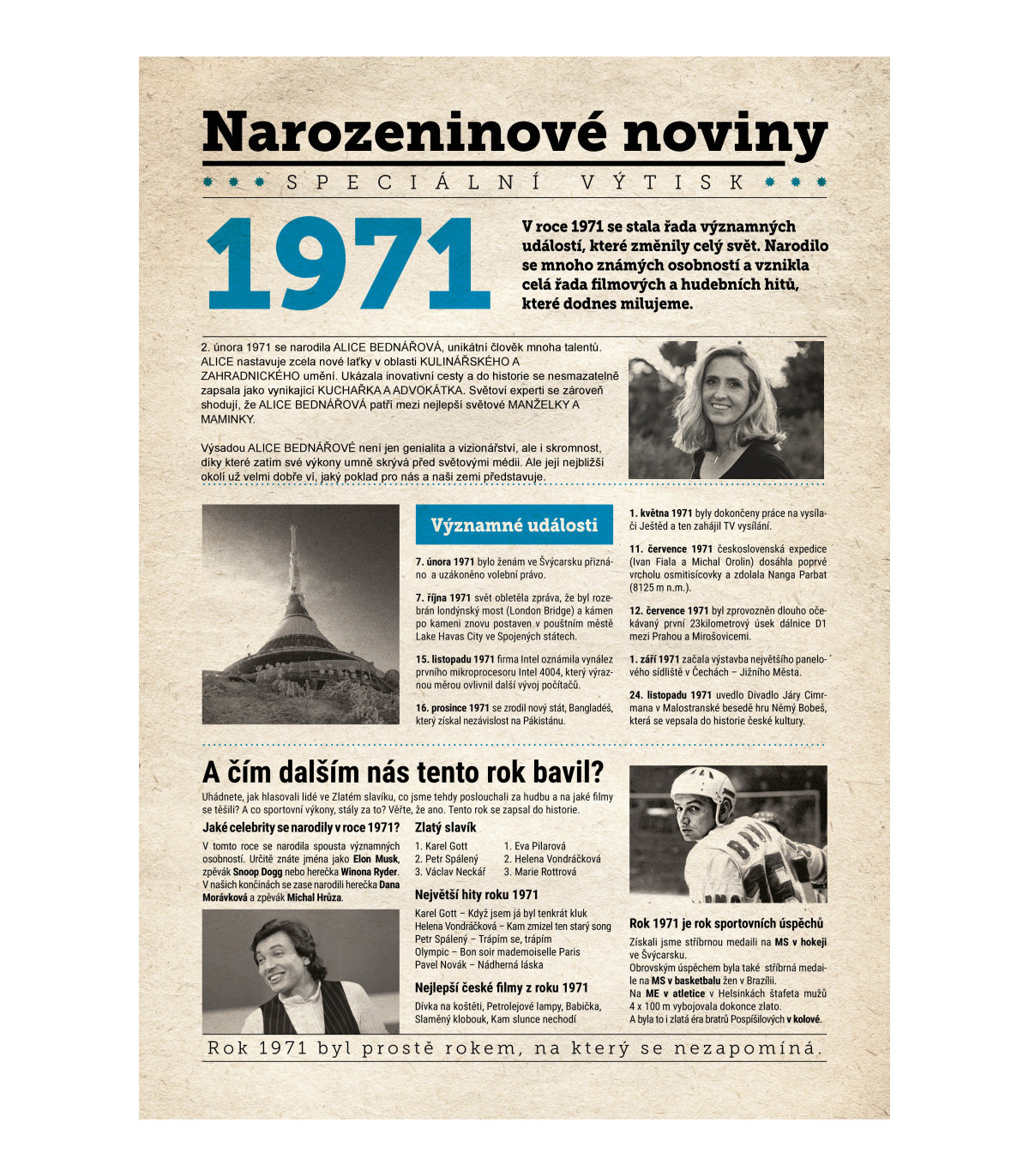 Narozeninové noviny 1971