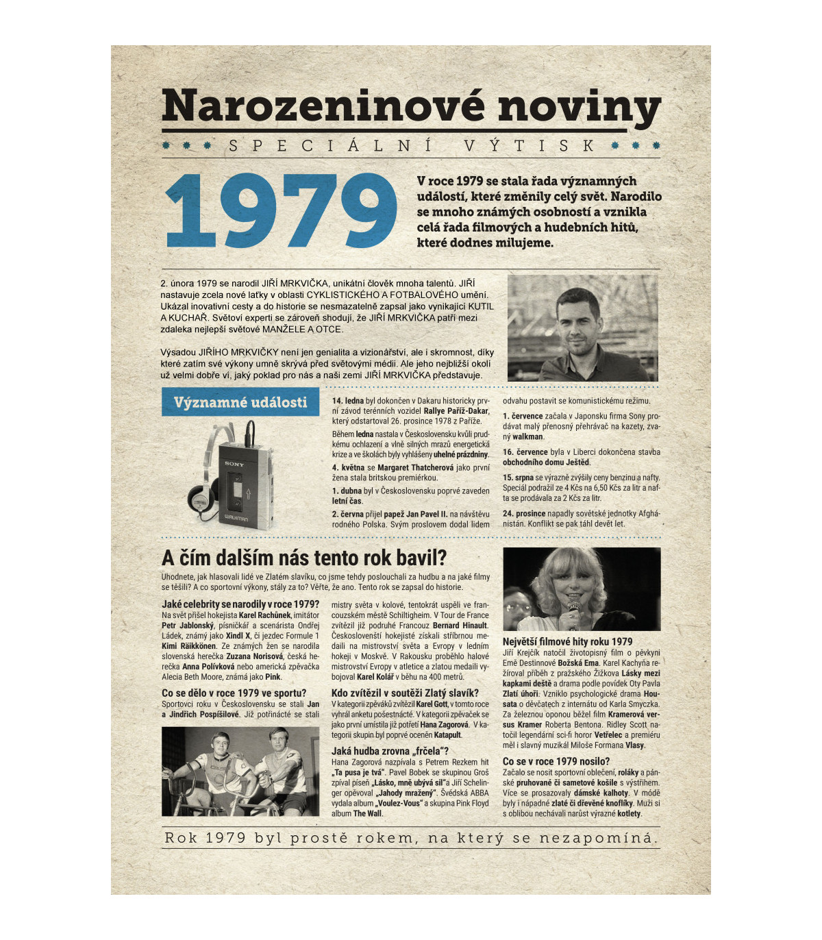 Narozeninové noviny 1979 s vlastním textem