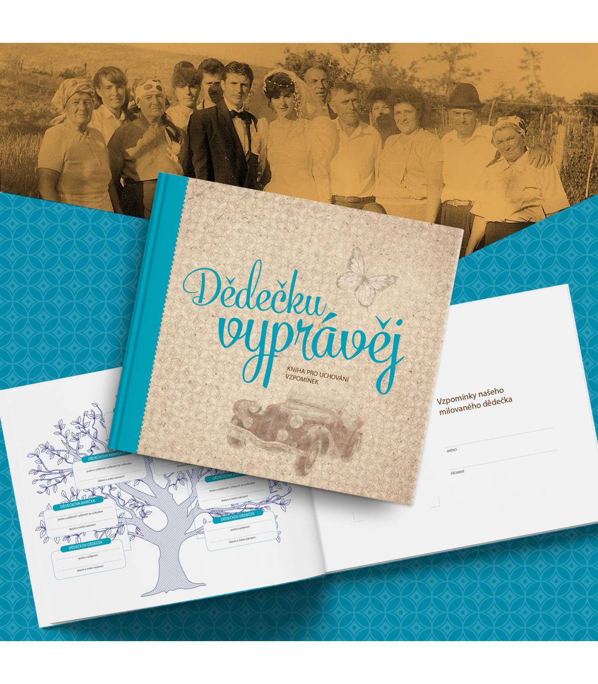 Dědečku, vyprávěj, kniha pro uchování vzpomínek | Originální dárek pro dědečka