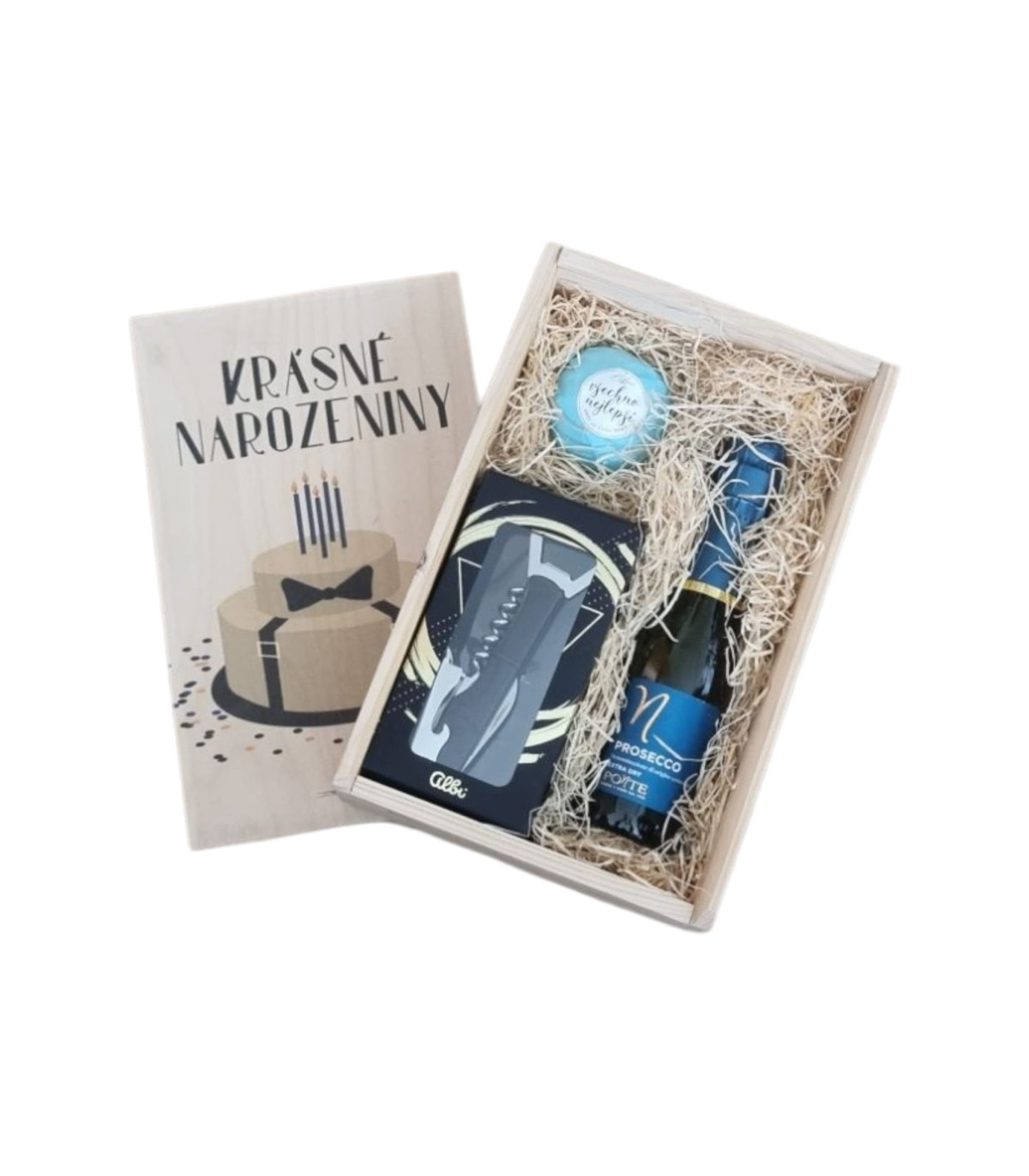 Dřevěná bedna k narozeninám - pro muže