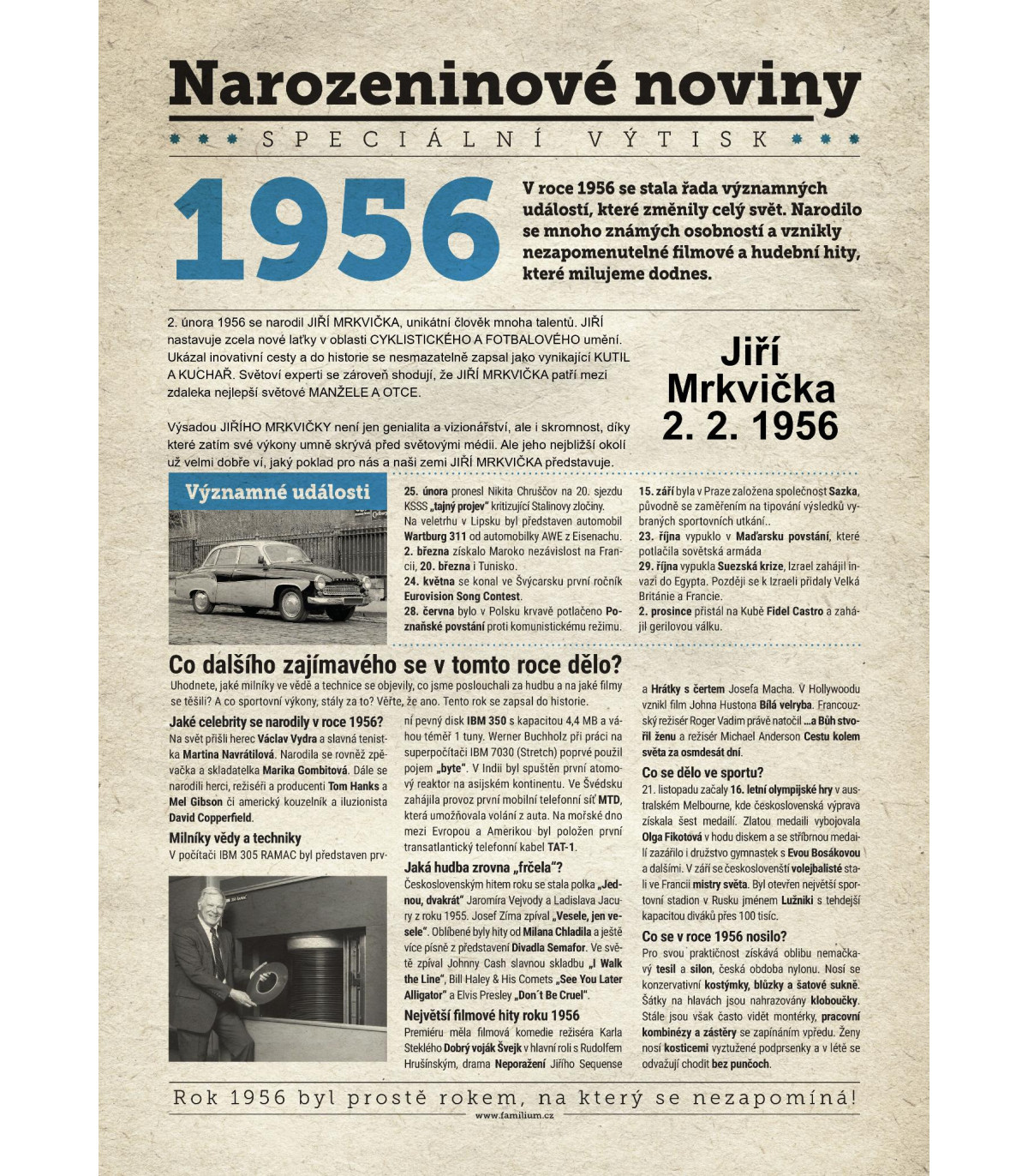 Narozeninové noviny 1990| Originální dárky s věnováním
