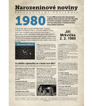 Narozeninové noviny 1980| Originální dárky s věnováním